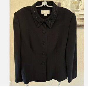 Casual Corner Button Black Embellished Collar Beaded Blazer Coat Women's 16